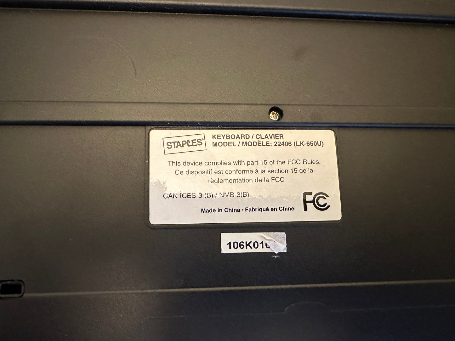 Staples keyboard 22406 (LK-650U)